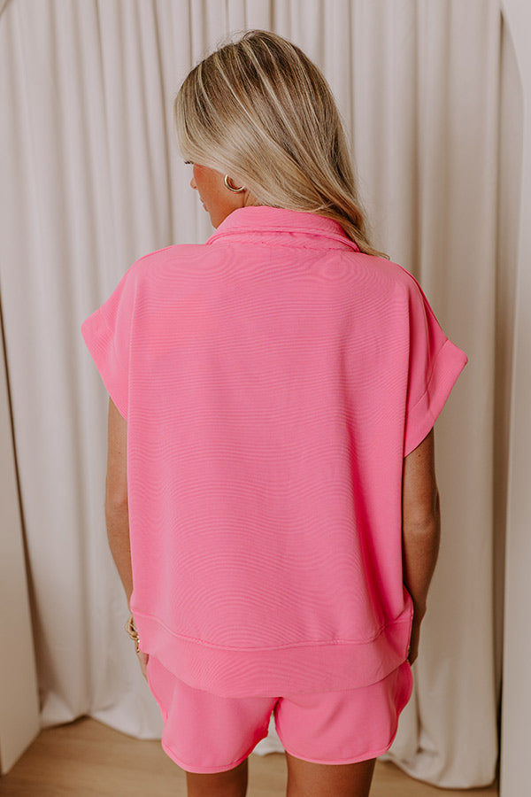 Spring In Your Step Ribbed Top in Bubblegum Pink