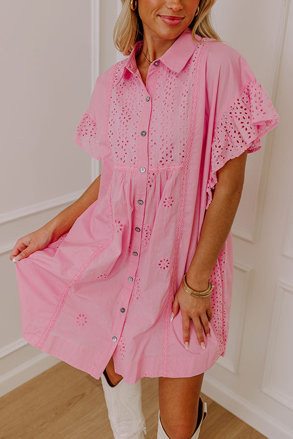 Brunch Ready Eyelet Mini Dress in Pink Brunch Ready Eyelet Mini Dress in Pink