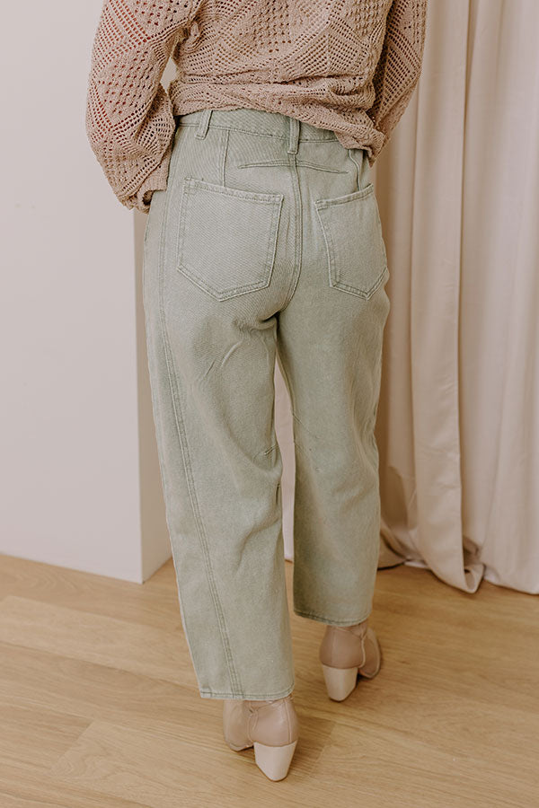 The Cristy High Waist Wide Leg Jean in Light Sage