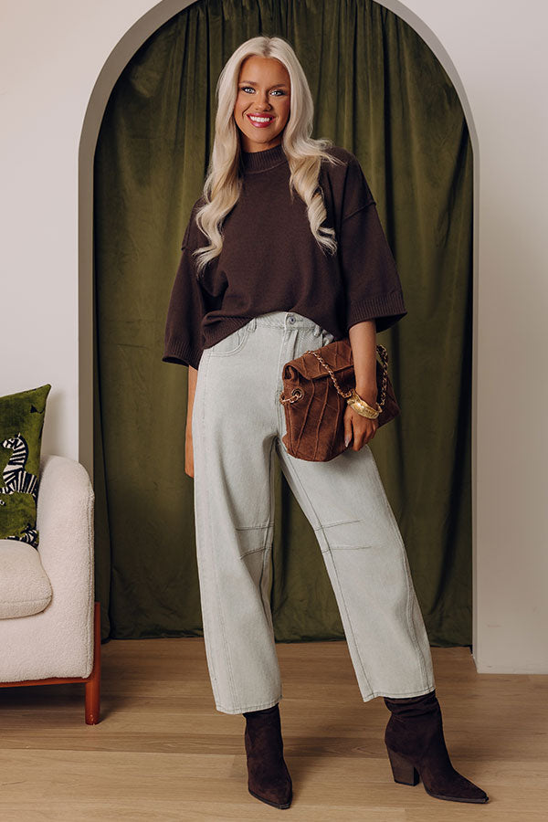 The Cristy High Waist Wide Leg Jean in Light Sage Image - 2