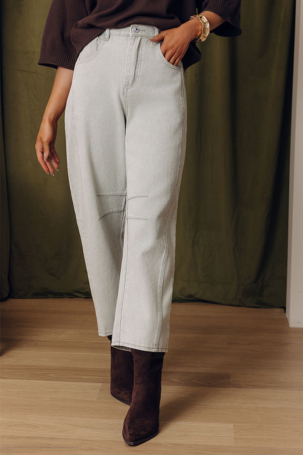 The Cristy High Waist Wide Leg Jean in Light Sage