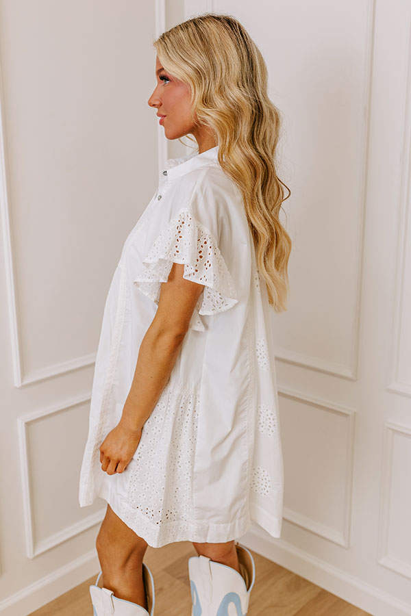 Brunch Ready Eyelet Mini Dress in White