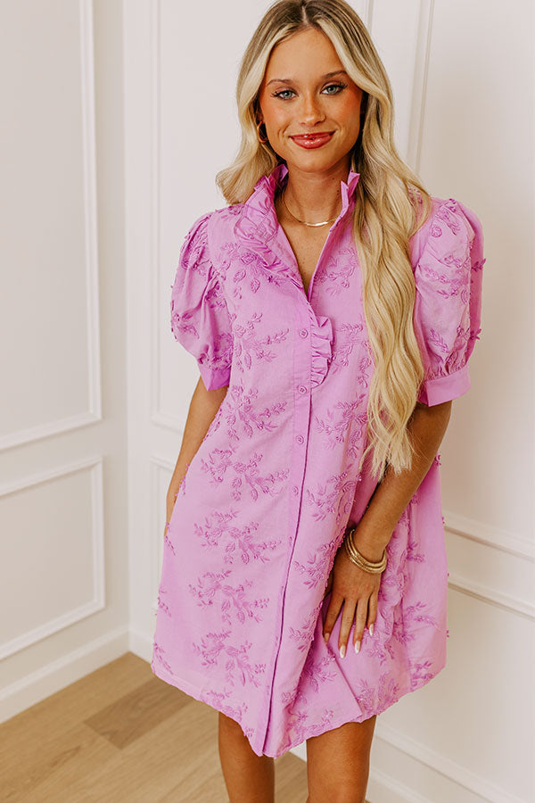 Sunday Brunch Embroidered Mini Dress in Lavender