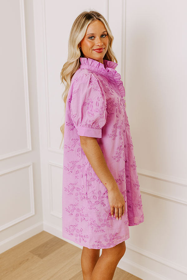 Sunday Brunch Embroidered Mini Dress in Lavender