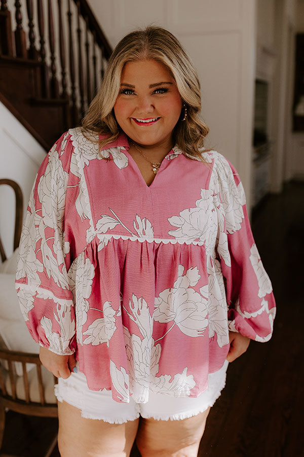 Always In Style Floral Top in Blush Curves