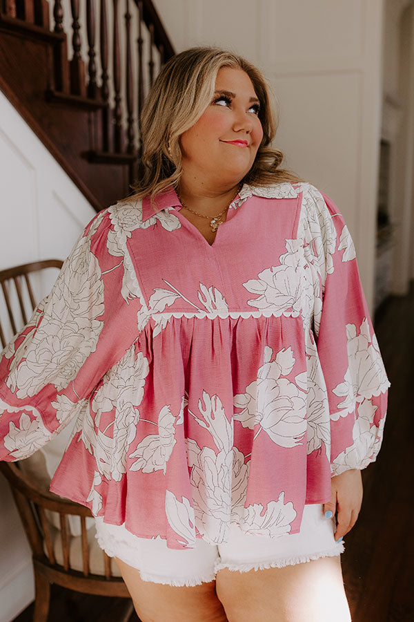 Always In Style Floral Top in Blush Curves