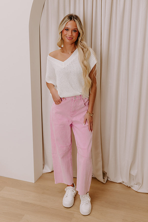 The Cristy High Waist Wide Leg Jean in Pink