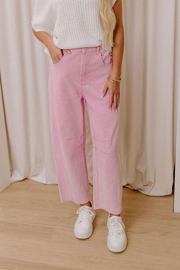 The Cristy High Waist Wide Leg Jean in Pink