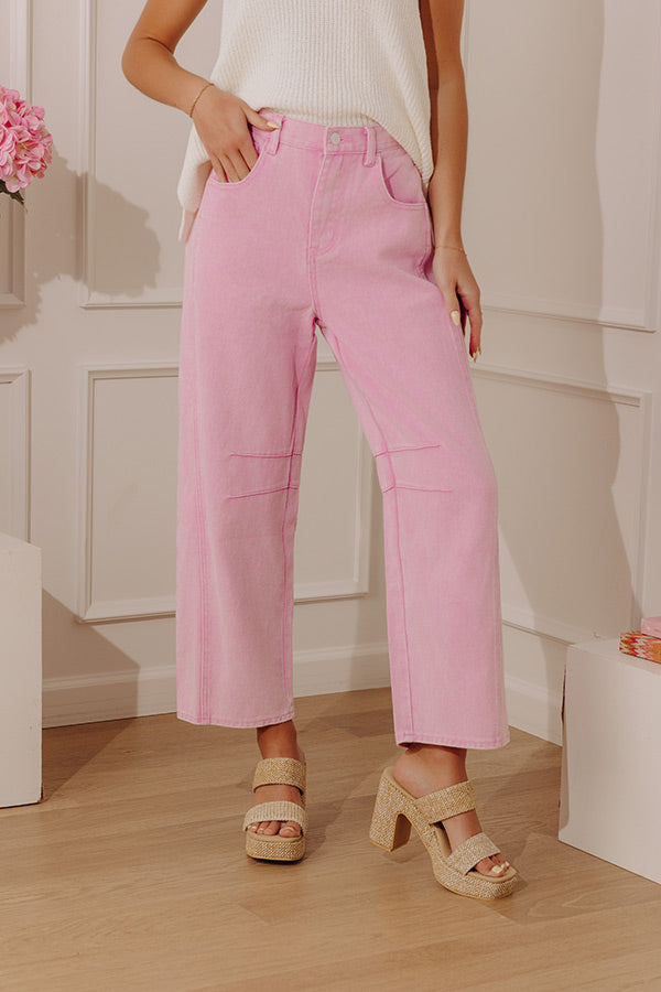 The Cristy High Waist Wide Leg Jean in Pink