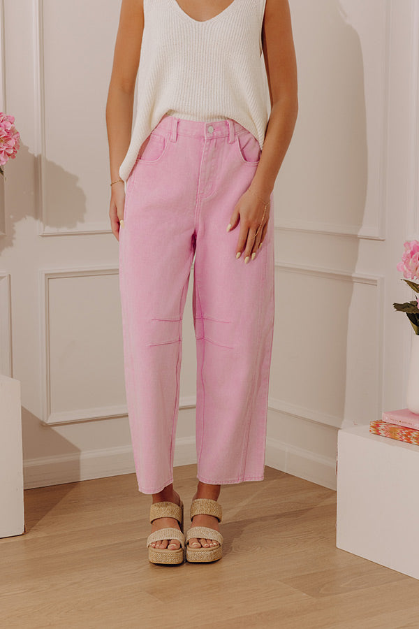 The Cristy High Waist Wide Leg Jean in Pink Image - 3