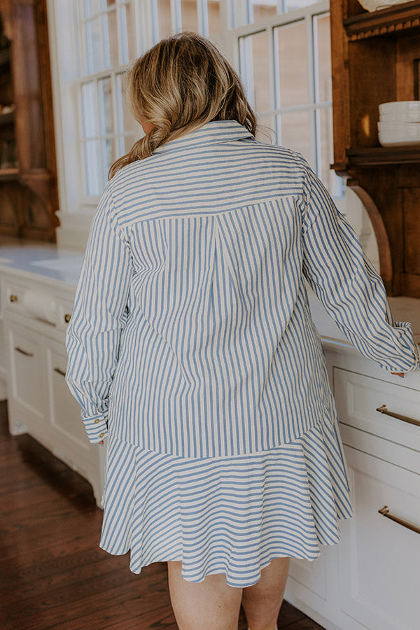 Stripe A Pose Mini Dress in Blue Curves