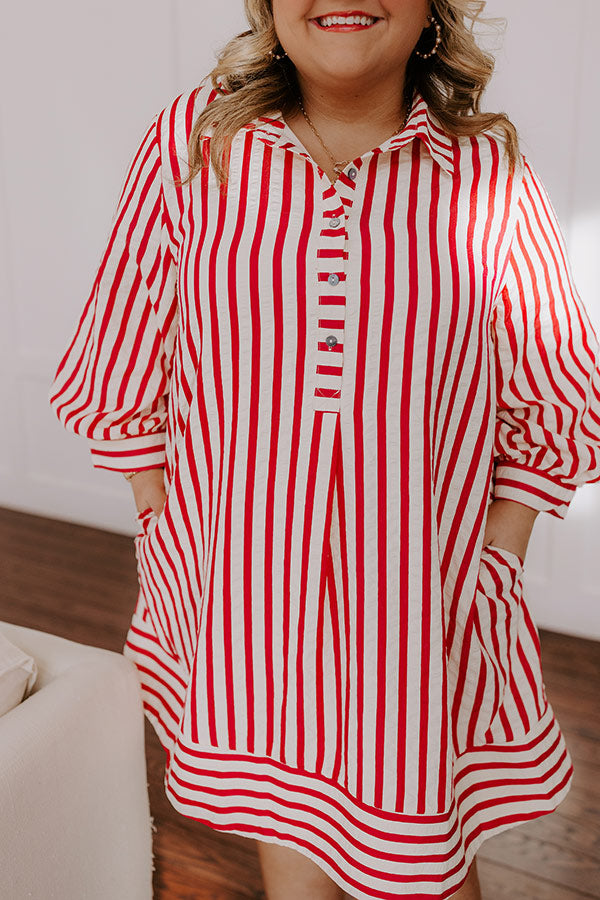 Charleston Charm Stripe Mini Dress in Rose Curves