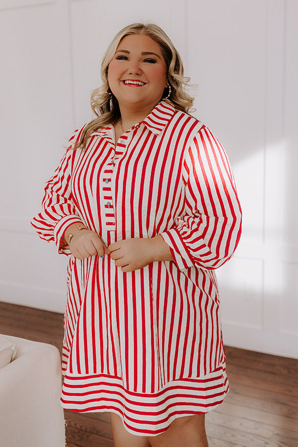 Charleston Charm Stripe Mini Dress in Rose Curves