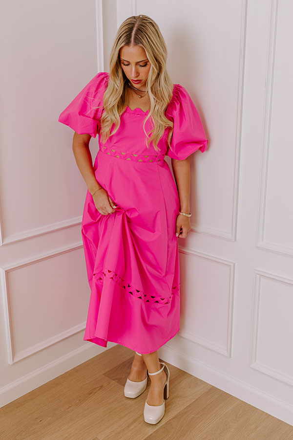 Margaritas Please Cut Out Midi Dress in Hot Pink