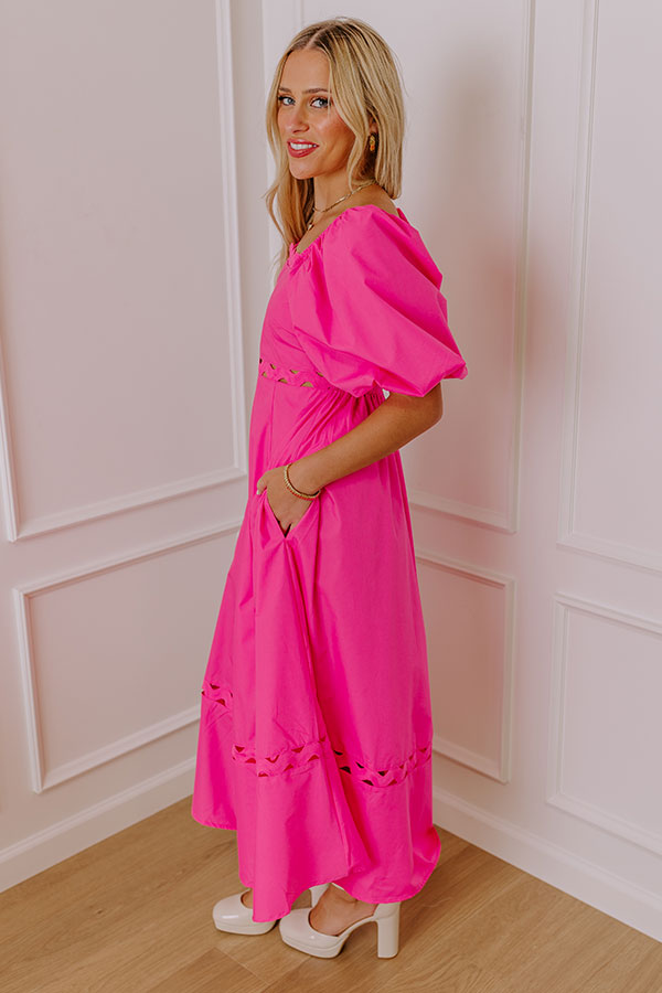 Margaritas Please Cut Out Midi Dress in Hot Pink S / hot-pink
