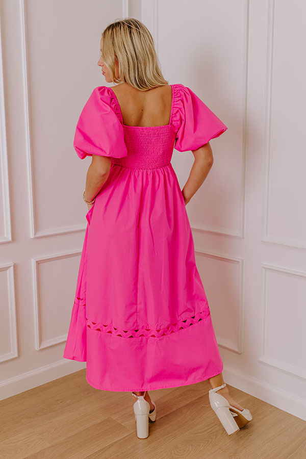 Margaritas Please Cut Out Midi Dress in Hot Pink S / hot-pink Margaritas Please Cut Out Midi Dress in Hot Pink S / hot-pink