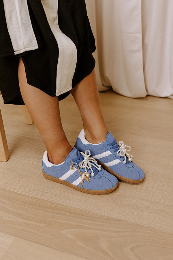 The Kimber Faux Suede Charm Sneakers in Airy Blue