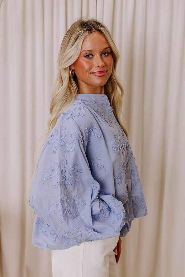 Lost In Love Embroidered Button Up in Sky Blue