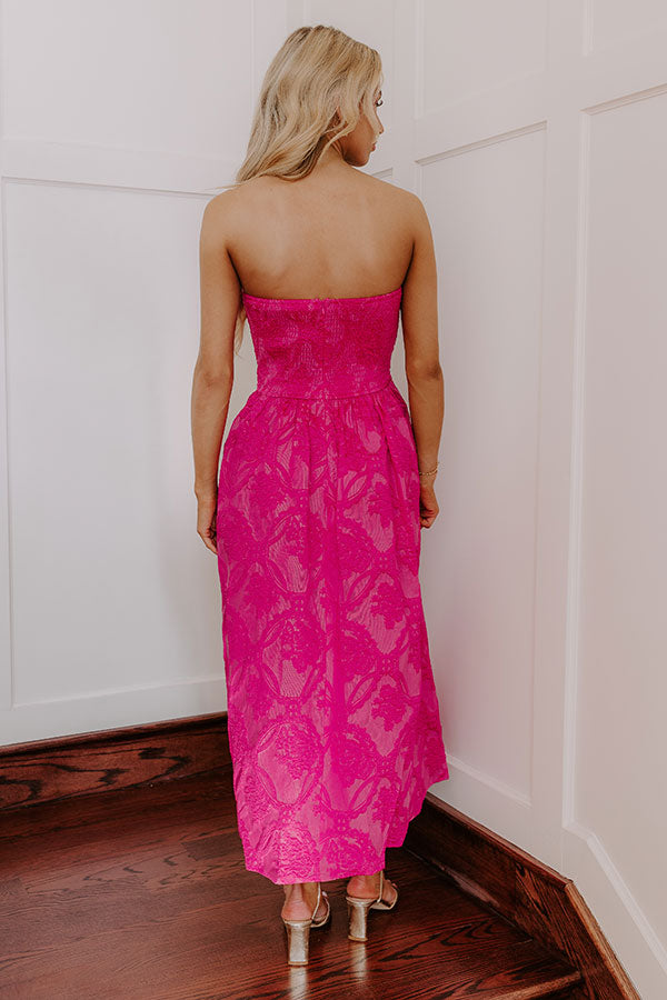 Night At The Gala Jacquard Midi in Hot Pink