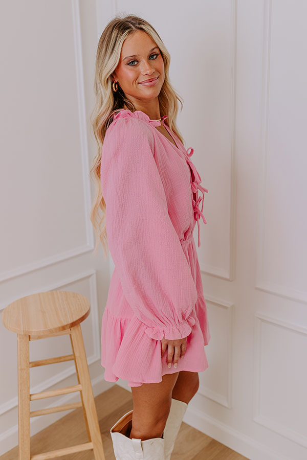 Spring Fling Front Tie Romper in Pink