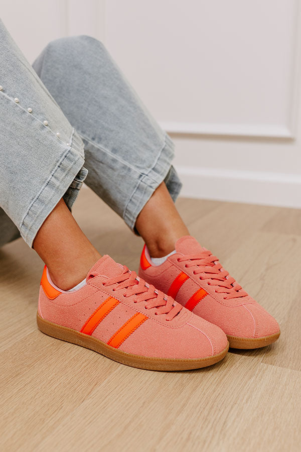 The Sutton Faux Suede Sneaker in Pink