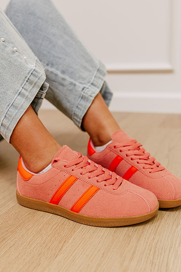 The Sutton Faux Suede Sneaker in Pink