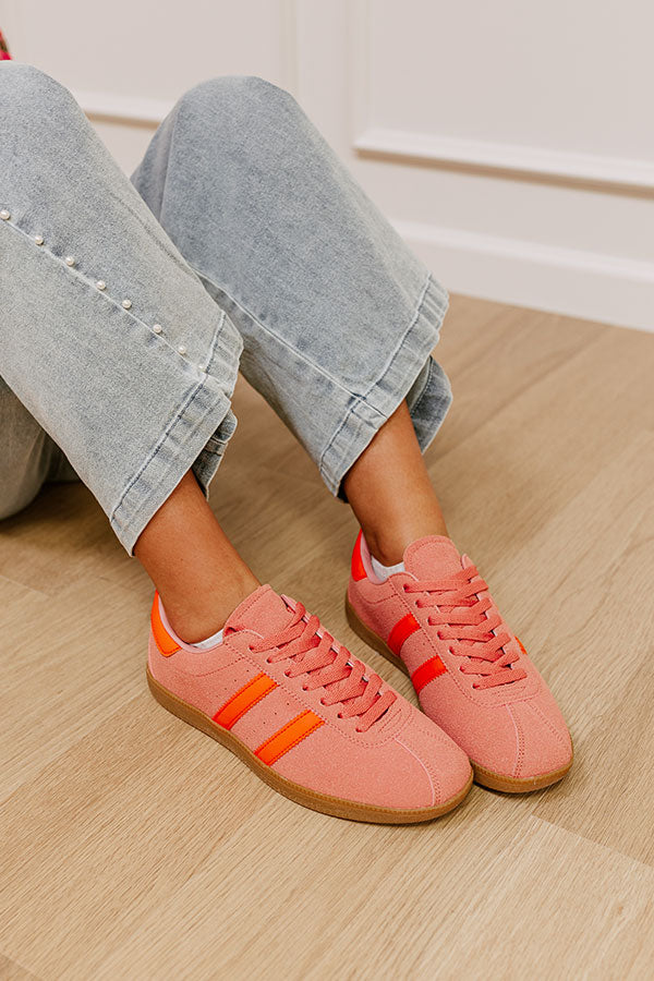 The Sutton Faux Suede Sneaker in Pink