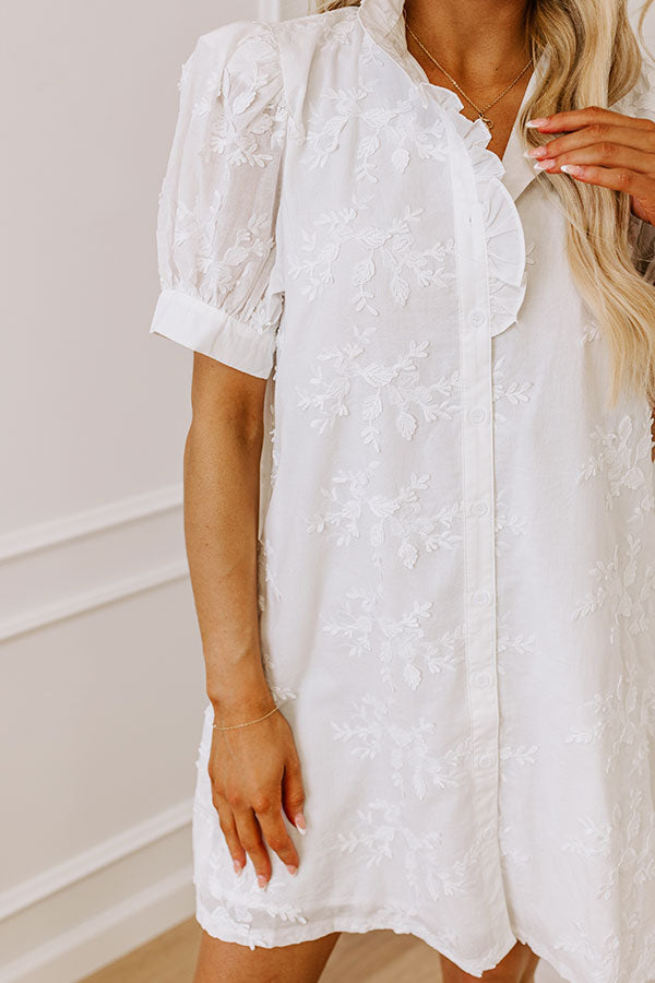 Sunday Brunch Embroidered Mini Dress in White