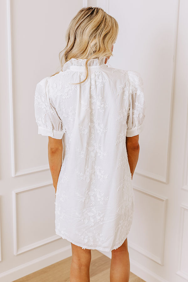 Sunday Brunch Embroidered Mini Dress in White