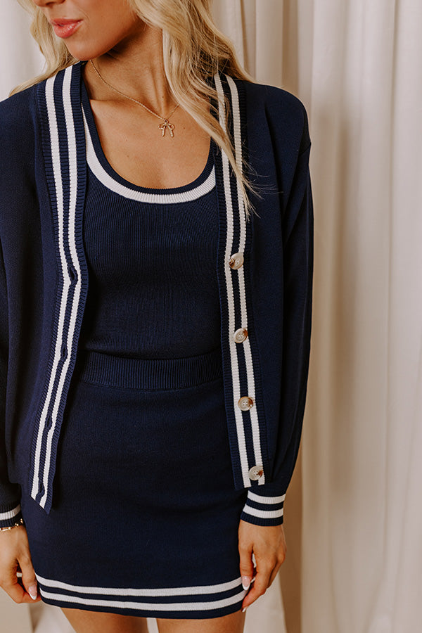 Country Club Cutie Knit Cardigan in Navy