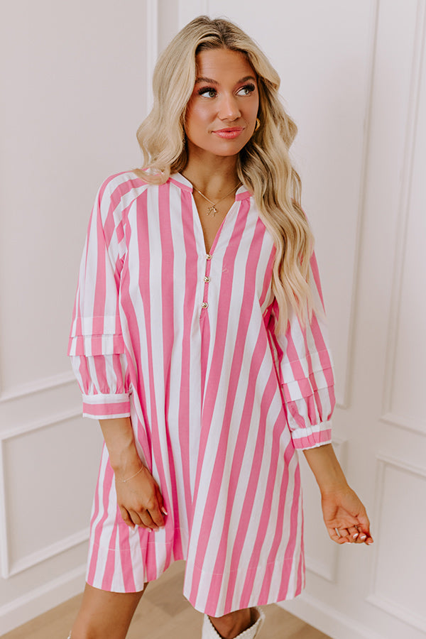 Sippin' Rose Stripe Mini Dress