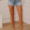 JUST USA Velma High Waist Frayed Shorts in Light Wash Image - 1