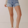 JUST USA Velma High Waist Frayed Shorts in Light Wash Image - 1