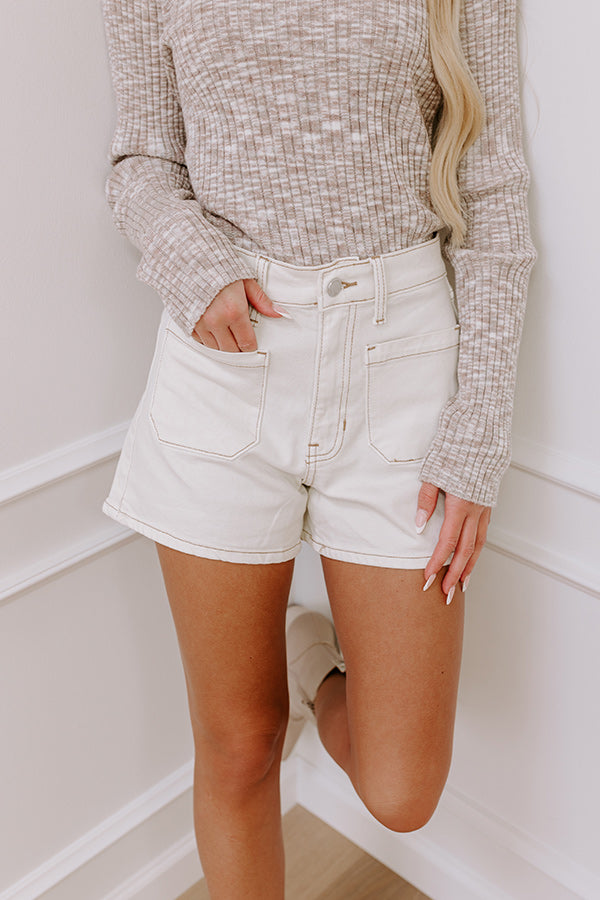 Just USA Libby High Waist Shorts in Ivory