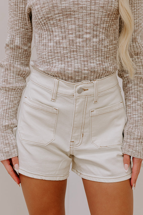 Just USA Libby High Waist Shorts in Ivory