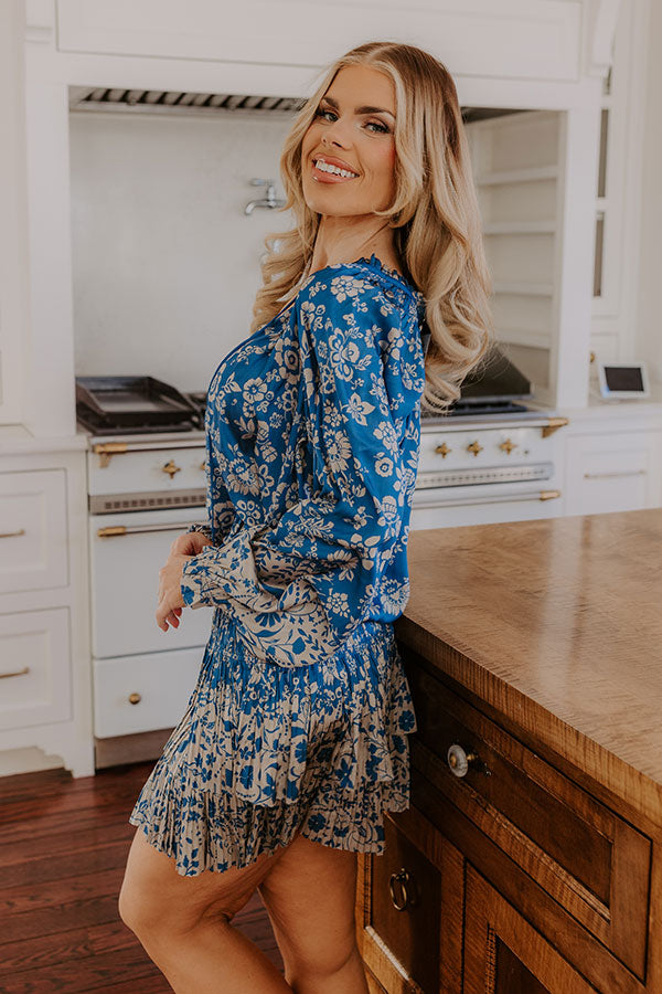 Spring Fling Floral Mini Dress S / ocean-blue Spring Fling Floral Mini Dress S / ocean-blue