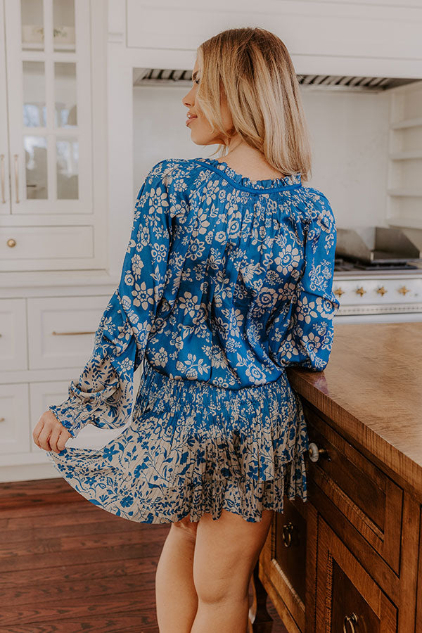 Spring Fling Floral Mini Dress S / ocean-blue Spring Fling Floral Mini Dress S / ocean-blue