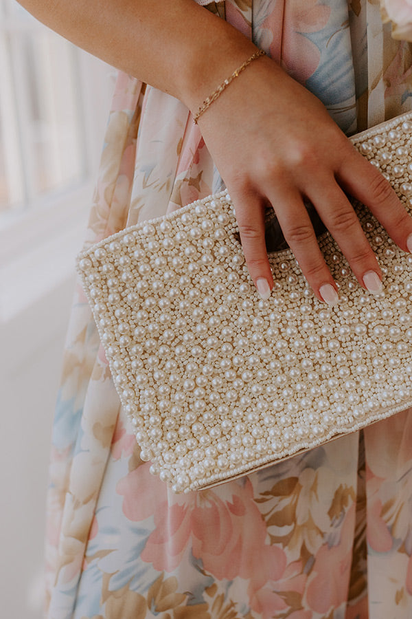 Sweet Moment Pearl Embellished Clutch