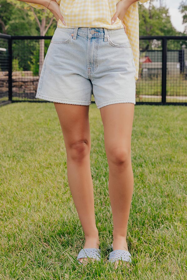 JUST USA Joy High Waist Shorts in Light Wash Image - 1
