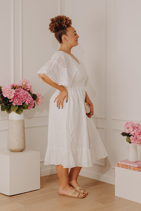 Romantic Bliss Eyelet Midi Dress Curves 3XL / White Romantic Bliss Eyelet Midi Dress Curves 3XL / White