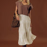 Manhattan Skyline High Waist Pleated Midi Skirt in French Vanilla Image - 1