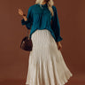Manhattan Skyline High Waist Pleated Midi Skirt in French Vanilla Image - 1