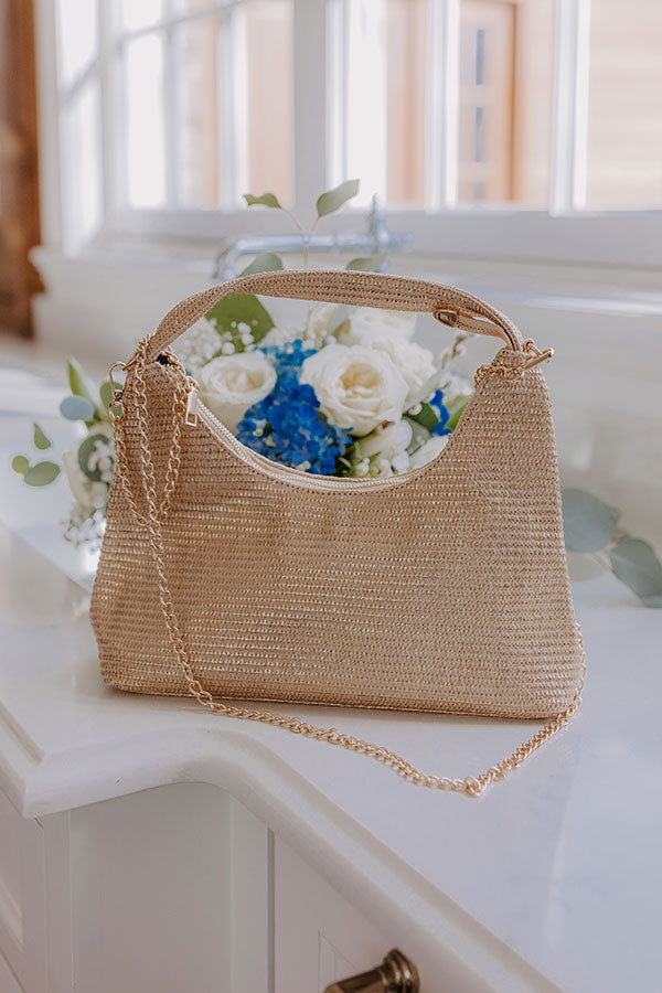 Subtle Shine Woven Purse in Gold white Garden Glam Earrings in White 