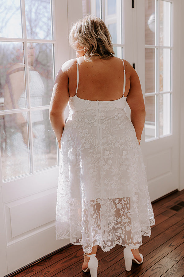 Romantic Moment Embroidered Midi Dress in White Curves