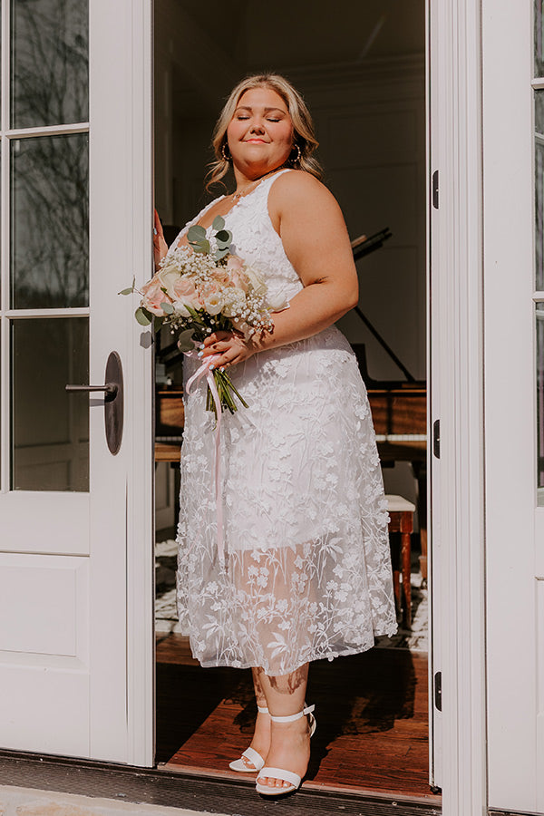 Romantic Moment Embroidered Midi Dress in White Curves XL / White Romantic Moment Embroidered Midi Dress in White Curves XL / White