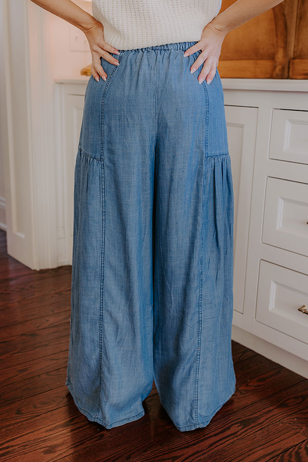 The Vivienne High Waist Wide Leg Chambray Pants