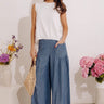 The Vivienne High Waist Wide Leg Chambray Pants Image - 1