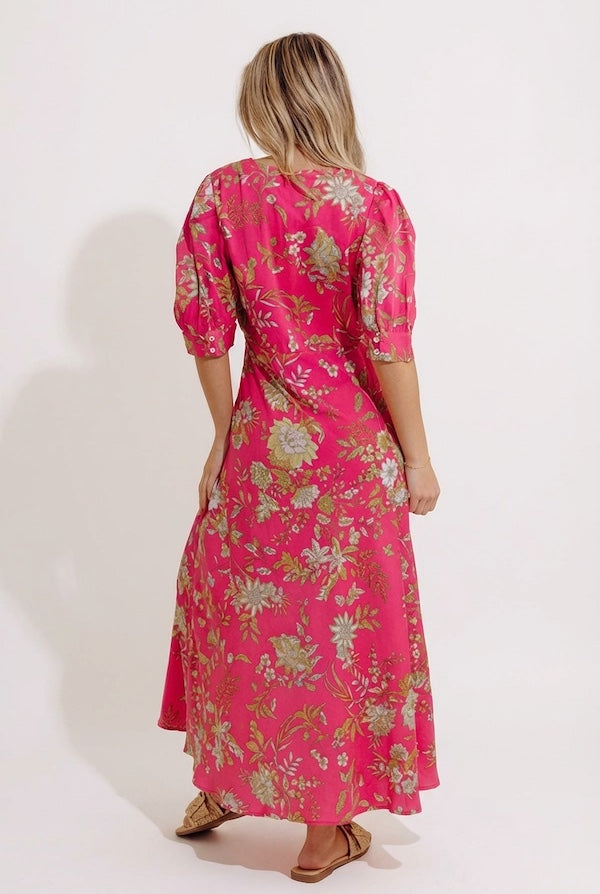 Chateau Brunch Floral Maxi Dress M / hot-pink Chateau Brunch Floral Maxi Dress M / hot-pink