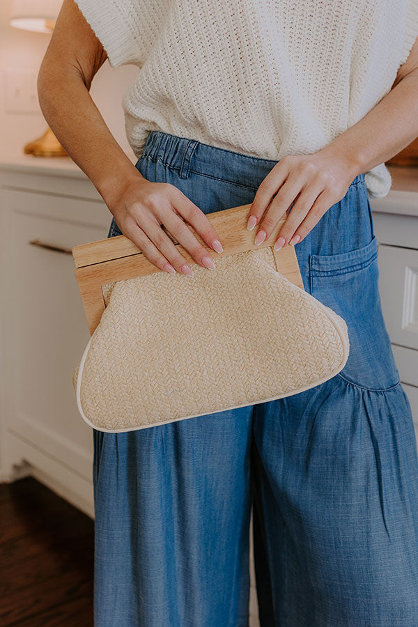 Vacay Mode Raffia Woven Clutch