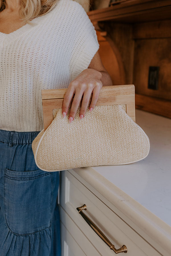 Vacay Mode Raffia Woven Clutch